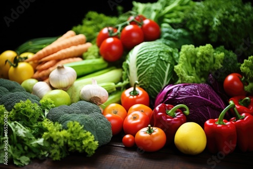 close-up of organic fruits and vegetables