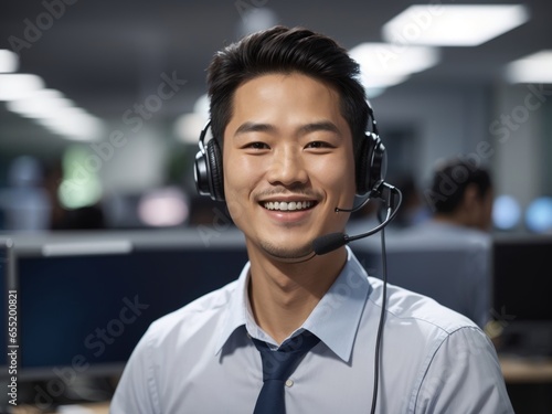 Smiling Portrait of a Happy man in Helpdesk Support, Helpdesk Role,Customer Care,Job Satisfaction,Smiling Helpdesk Support Professional,Happy at Work