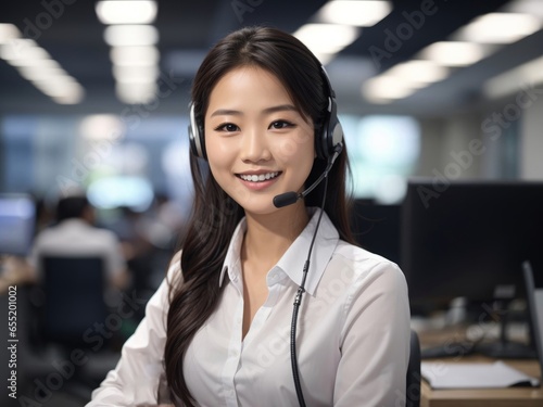 Smiling Portrait of a Happy Woman in Helpdesk Support, Helpdesk Role,Customer Care,Job Satisfaction,Smiling Helpdesk Support Professional,Happy at Work
