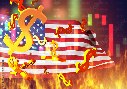 Crisis in USA. Burning Amer...