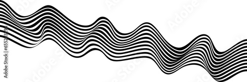 Abstract wavy background. Wavy optical art stripes or lines on white.