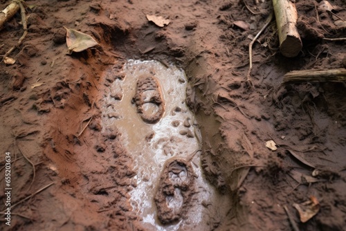 footprint in the mud showing direction