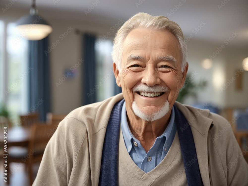 Smiling Portrait of a Happy Senior man in a Nursing Home,Joyful Senior Living,Aging Gracefully,Elderly Well-Being,Senior Contentment,Nursing Home Residence Smiling Portrait of a Happy Senior man in a Nursing Home,Joyful Senior Living,Aging Gracefully,Elderly Well-Being,Senior Contentment,Nursing Home Residence