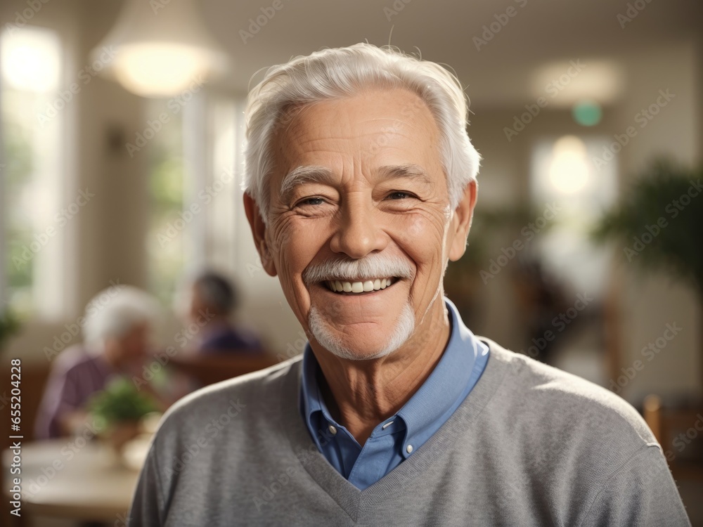 Smiling Portrait of a Happy Senior man in a Nursing Home,Joyful Senior Living,Aging Gracefully,Elderly Well-Being,Senior Contentment,Nursing Home Residence Smiling Portrait of a Happy Senior man in a Nursing Home,Joyful Senior Living,Aging Gracefully,Elderly Well-Being,Senior Contentment,Nursing Home Residence