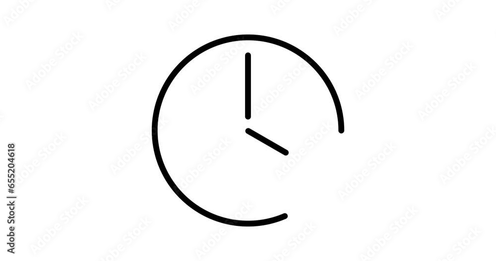 clock animated outline icon on white background. clock 4k video animation for web, mobile and ui design clock animated outline icon on white background. clock 4k video animation for web, mobile and ui design