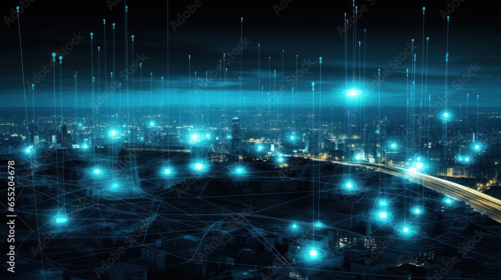 Obraz premium Smart Grid Symphony, Particles Conducting Efficient Energy Distribution