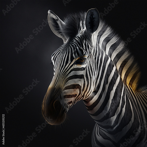 Zebra in a meadow surrounded animal Generative AI