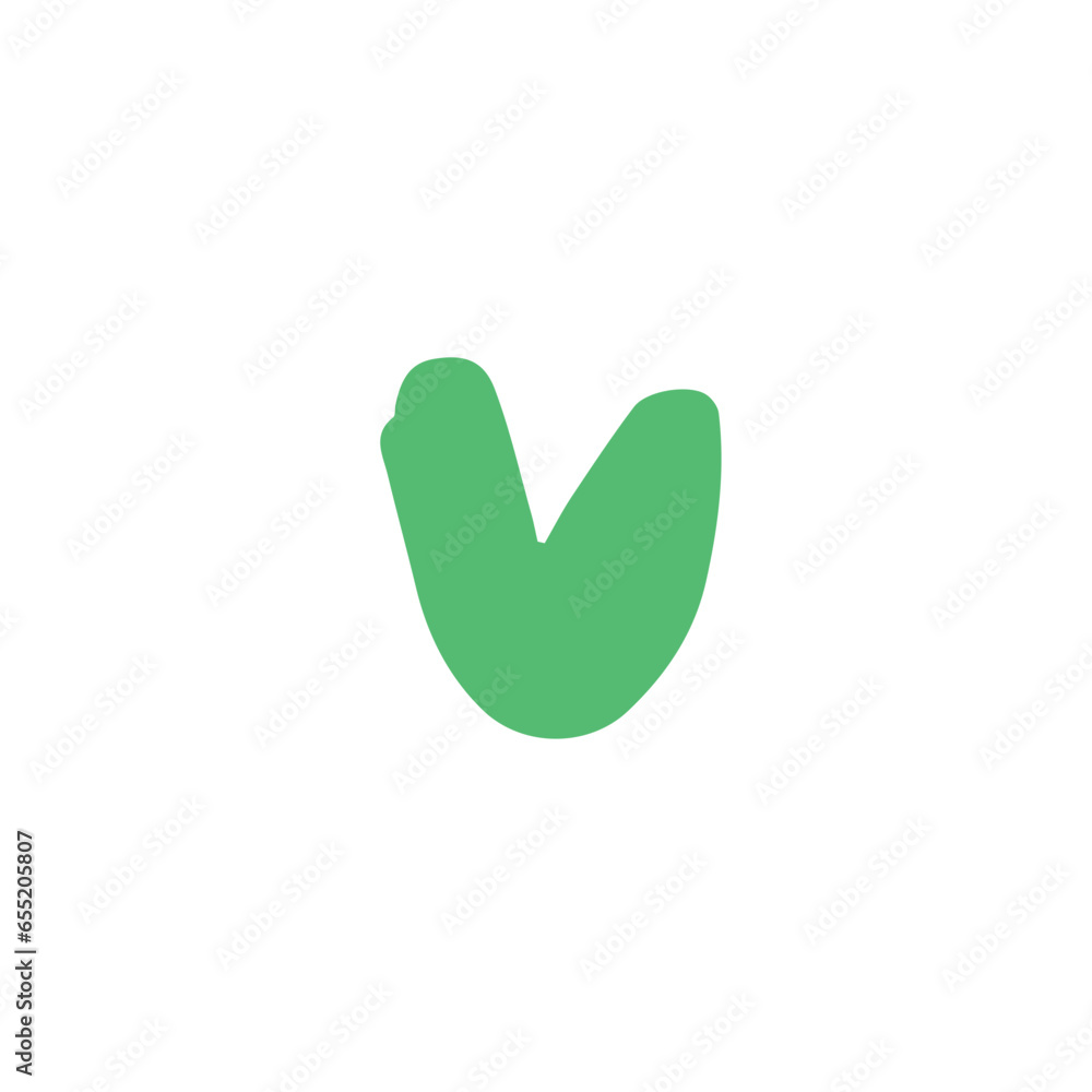letter hand drawn alphabet lowercase V
