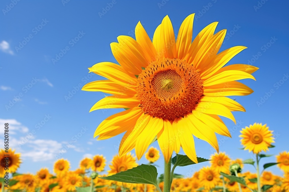 close-up of bloomed sunflower against a clear sky