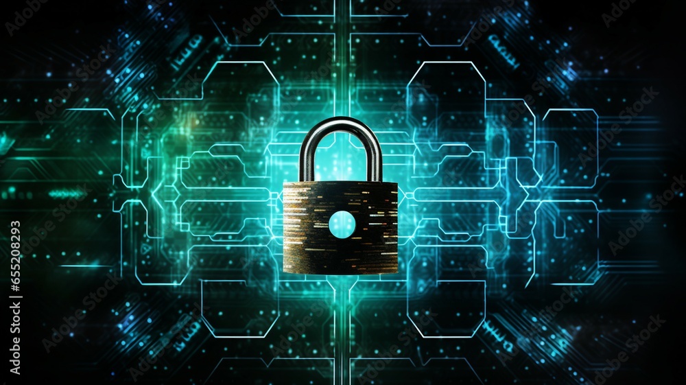 Cyber Security. binary Code Lock Background Cyber Security. binary Code Lock Background