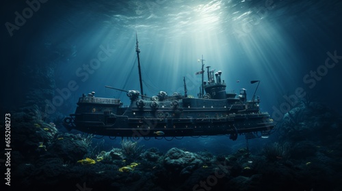 submarine in the sea ai generated © Roman