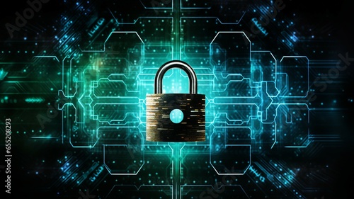 Cyber Security. binary Code Lock Background