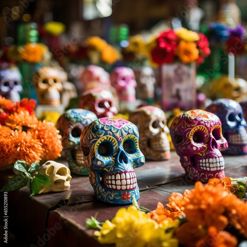 Mexican celebration with skulls