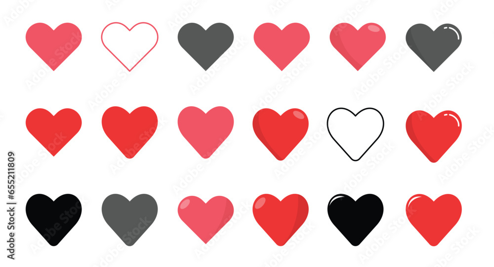 Like and Heart icon. Valentine's day love hearts Like and Heart icon. Valentine's day love hearts