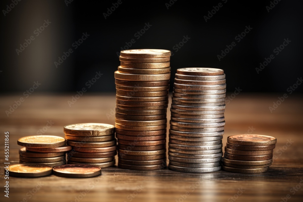stacked coins in varying sizes and conditions stacked coins in varying sizes and conditions