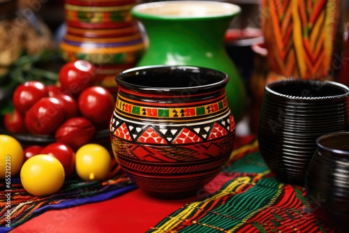 ceramic earthenware decorated with kwanzaa colors