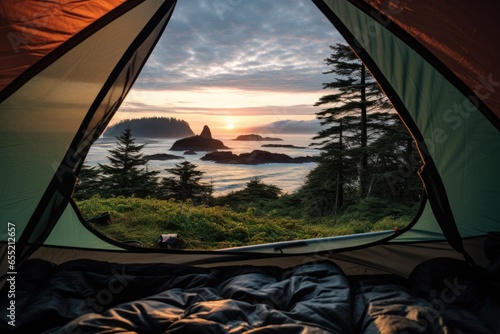 tent in a campsite with a view