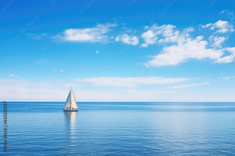 Obraz premium a small sailing boat on a calm blue sea