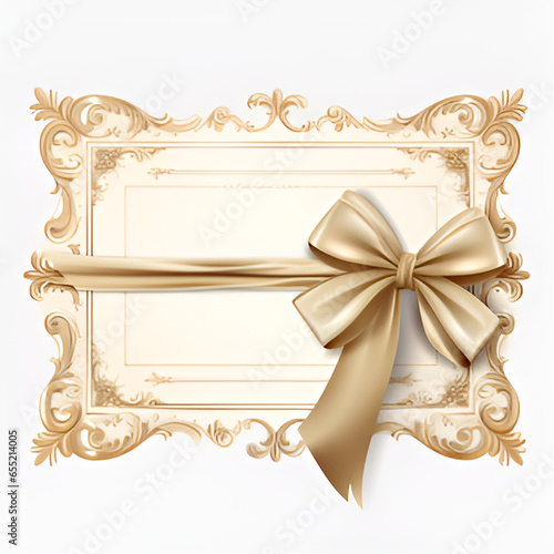 frame with ribbon and bow frame, vintage, vector, design, card, pattern, border, floral, gold, ornament, flower, illustration, 
