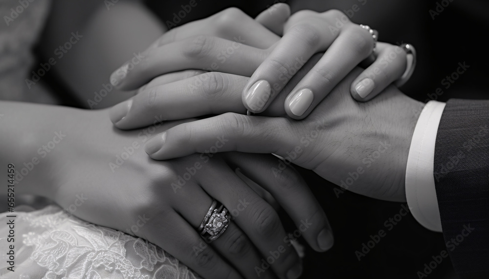 hands of the groom and bride