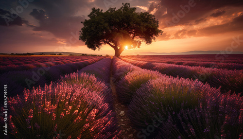 sunset over lavender field