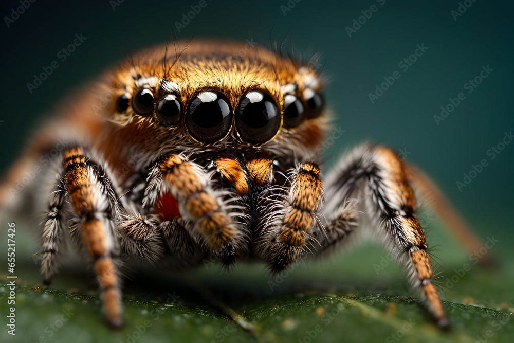 Closeup macro photo shot of jumping spider. Closeup macro photo shot of jumping spider.