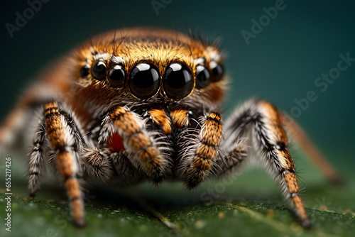 Closeup macro photo shot of jumping spider.