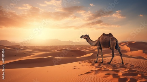 desert and sand ship brown camel in the Sahara safari wild animals © Ali