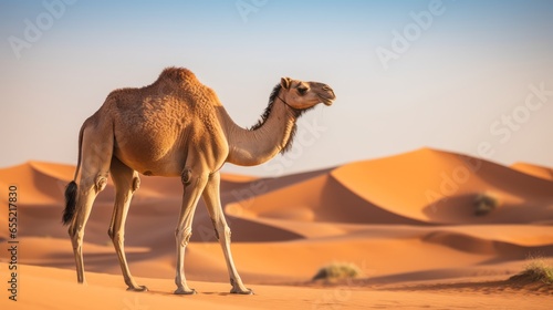 desert and sand ship brown camel in the Sahara safari wild animals photo