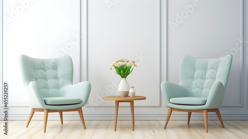 Green and white armchair