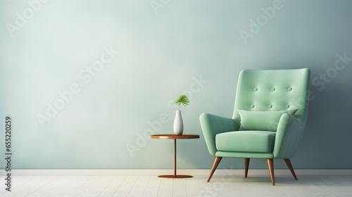 Green and white armchair