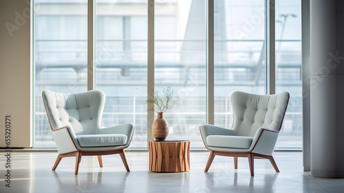 Blue and white armchair