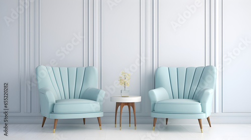 Blue and white armchair