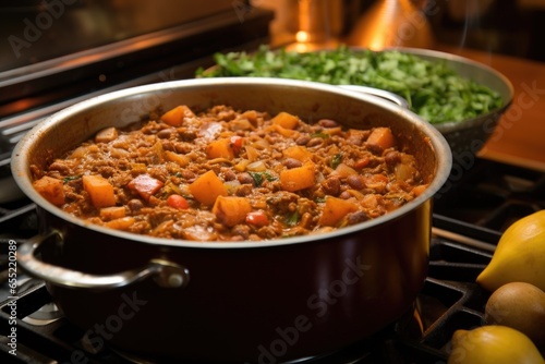 cooking pot with bubbling stew for kwanzaa feast photo