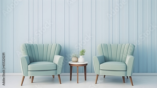 Green and white armchair