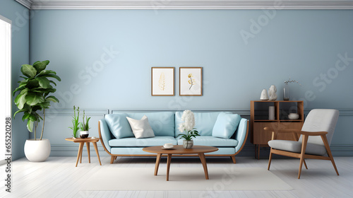 Blue in pastel colors couch