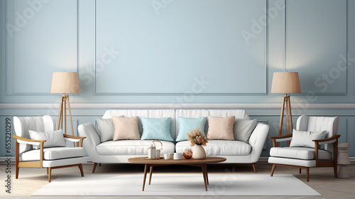Blue in pastel colors couch