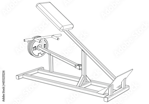 incline lever row. Fitness, cardio, and muscle building machines, equipments set at gym. Workout and training concept. Vector illustration.