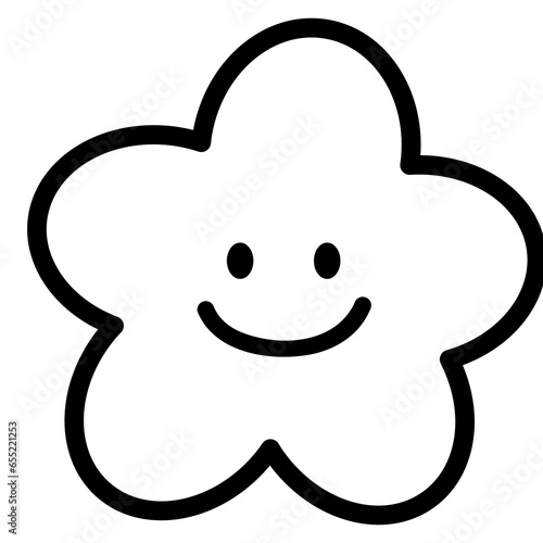 Illustration of smiling flower outline png for kid colouring book, plants, tree, nature, garden, blossom, autumn, picnic, floral print, cartoon character, mascot, cute patches, shirt print, emoji