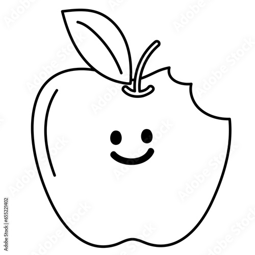 Happy apple outline for colouring book, grocery shopping, supermarket, cartoon character, comic, mascot, fabric print, juice, breakfast, lunch, fruit, vegetable, vegan, organic, ingredients, cooking