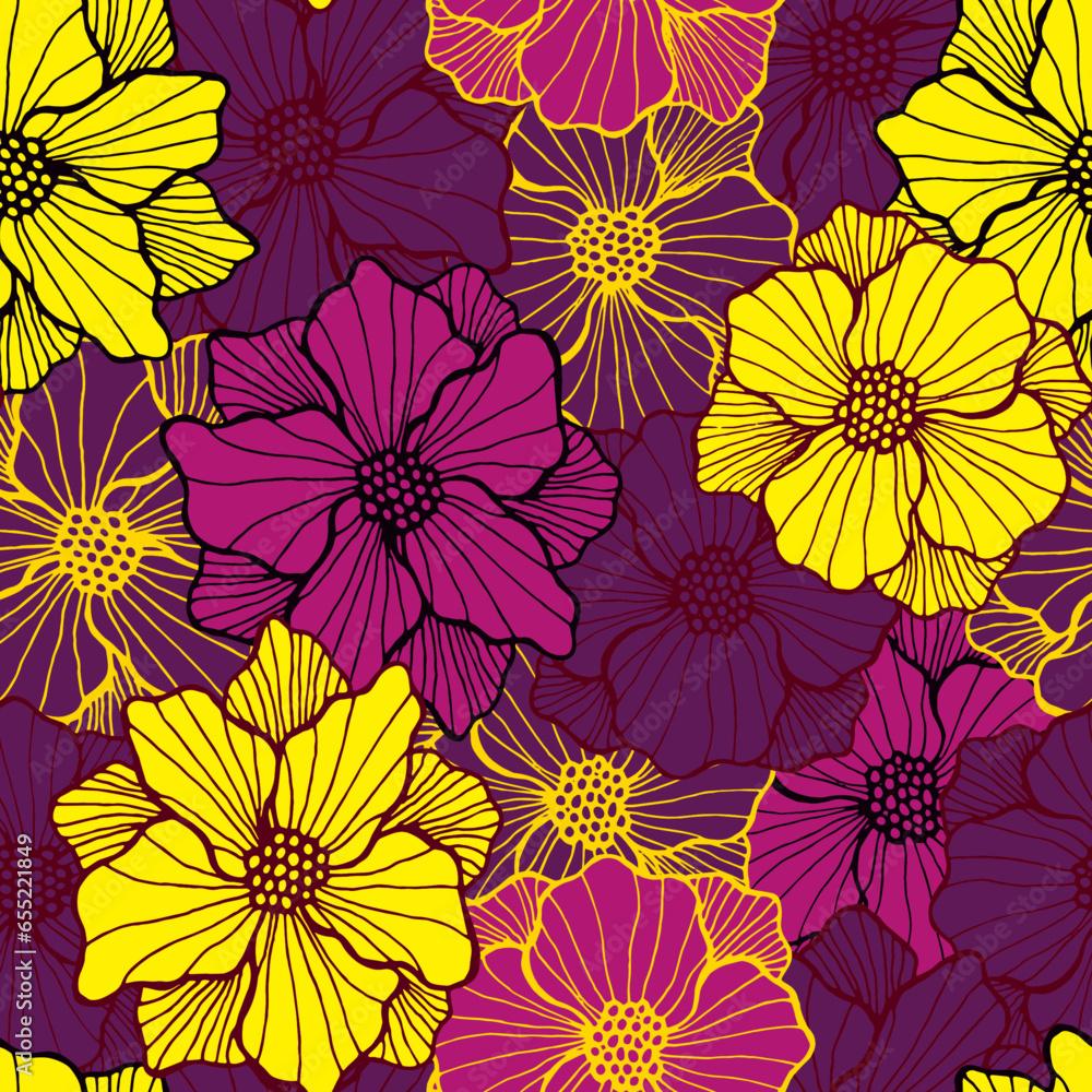 custom made wallpaper toronto digitalBeautiful chrysanthemum flower periodic pattern. Hand drawn bouquet composition.