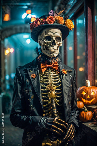 Realistic Skeleton for Halloween: Spooky Stock Photo
