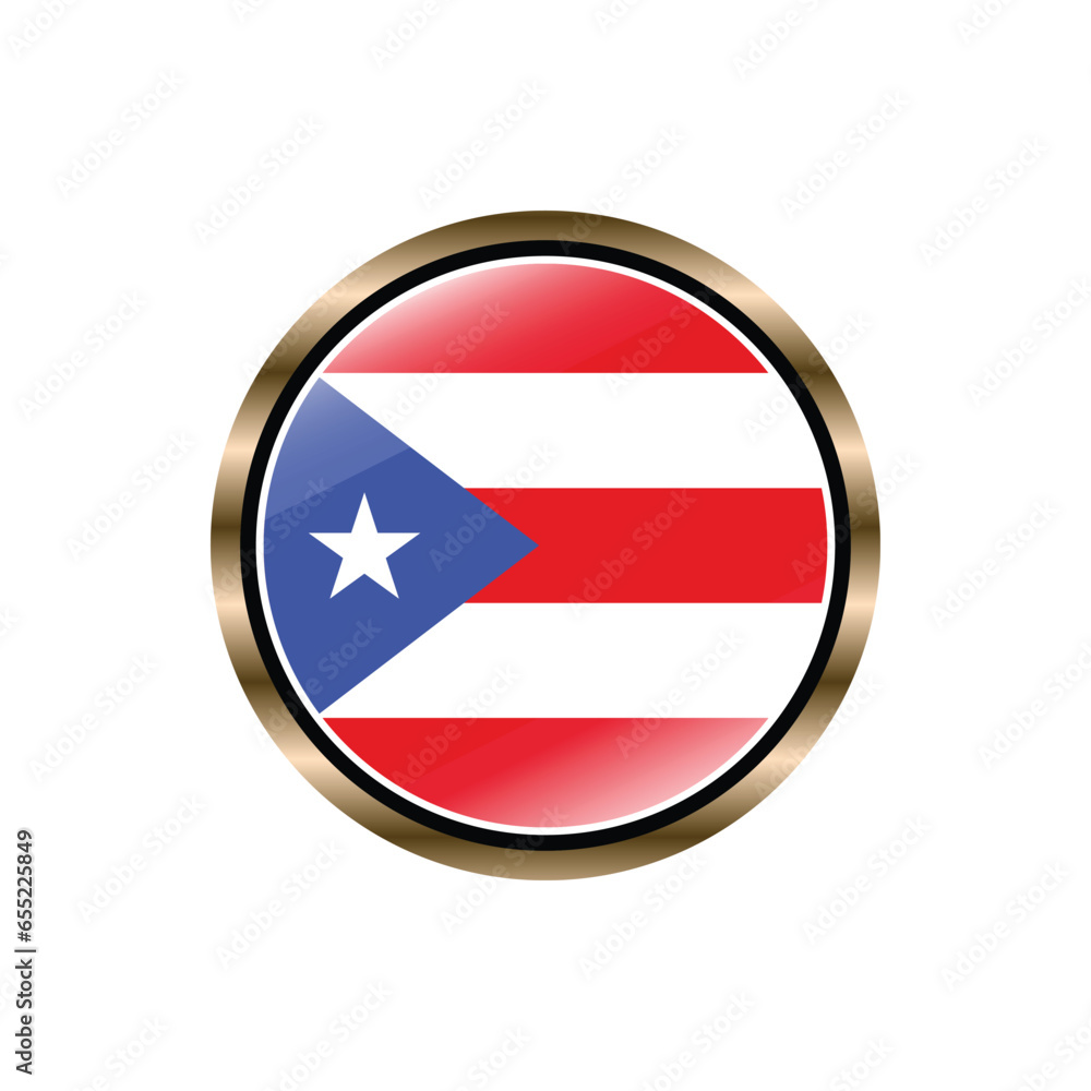 Puerto Rico flag circle button vector template, trendy, collection, logo, design