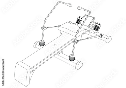 Leg Exercise Equipment. Fitness, cardio, and muscle building machines, equipments set at gym. Workout and training concept. Vector illustration.