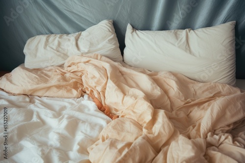 bed with untouched pillows and unruffled sheets