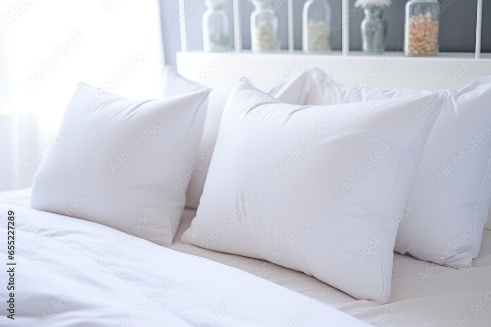 freshly fluffed pillows on a clean bed freshly fluffed pillows on a clean bed