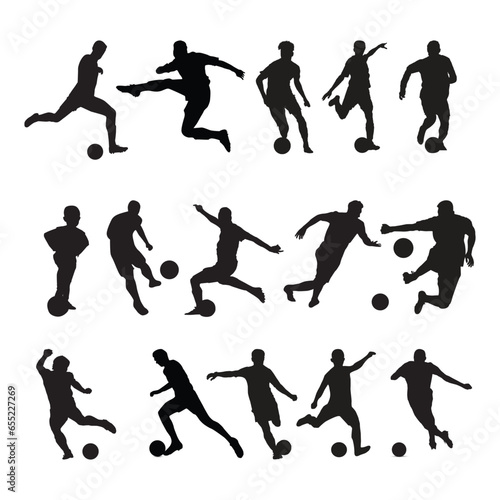 Set of  football player silhouettes vector.
