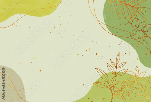 背景素材_水彩ボタニカル_緑