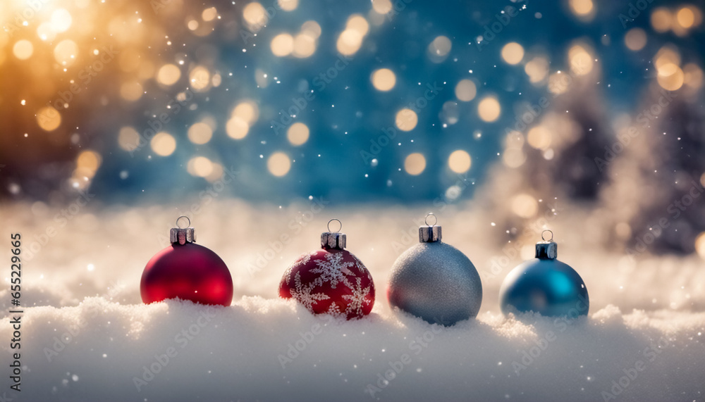 Decorazioni di Natale sotto la neve V - obrazy, fototapety, plakaty 
