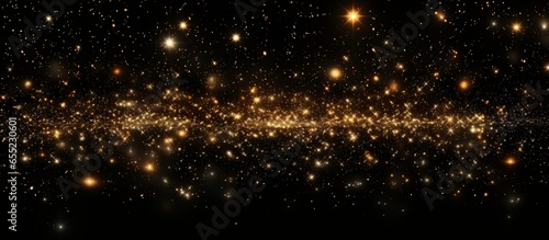 Dreamy and Festive Mood with Shining Gold Stars on Black, AI Generated